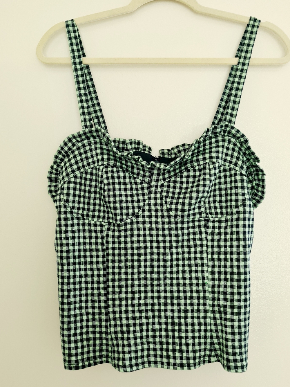 Gingham Bustier Tank Top - Black & White